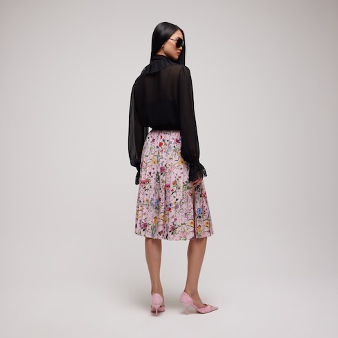 Printed silk midi skirt - multicolor