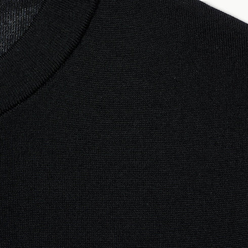 Knit wool sweater with embroidery - black