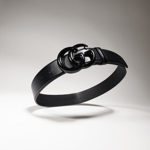 GG Marmont wide belt - black leather