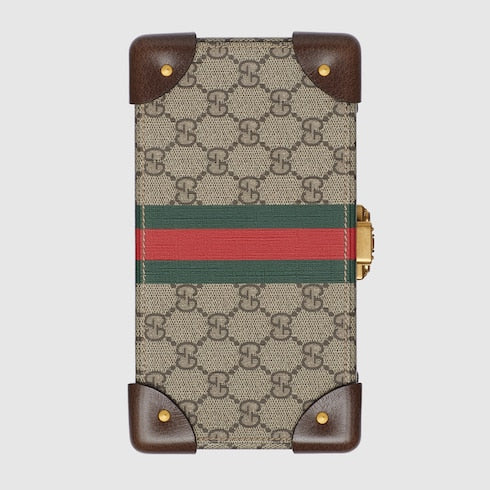 Gucci Savoy small rigid watch case - beige and ebony Supreme