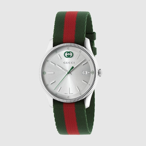 G-Timeless watch, 38mm - green and red nylon