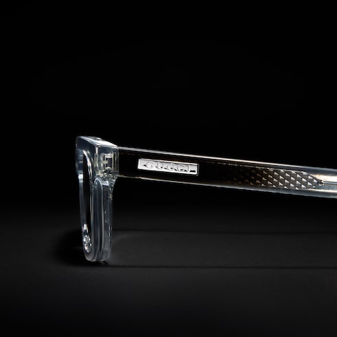 Rectangular-frame sunglasses - transparent grey