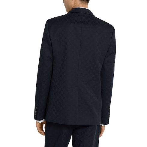 GG cotton gabardine jacquard jacket - dark blue