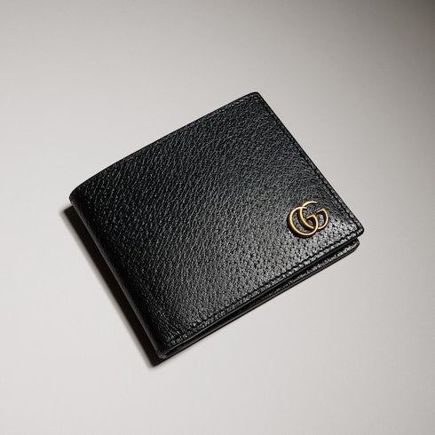 Black Leather GG Marmont Large Bi-Fold Wallet - Black Leather