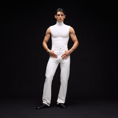 Seamless stretch nylon jersey tank top - white