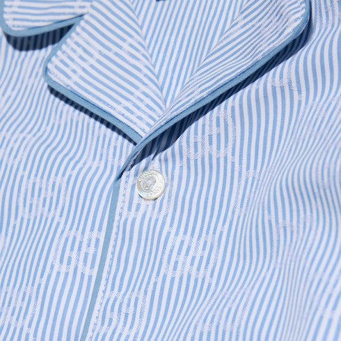 Baby GG striped poplin shirt - white and light blue