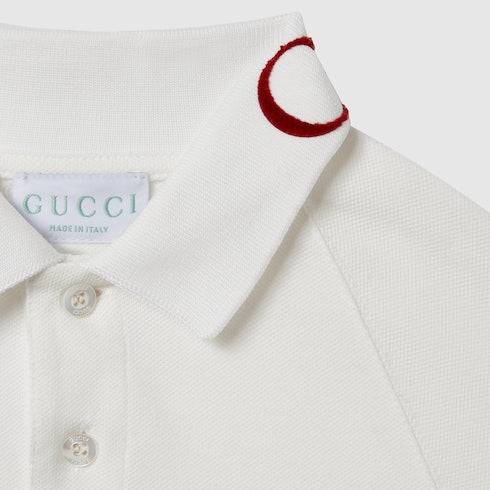 Children's stretch cotton polo shirt - white