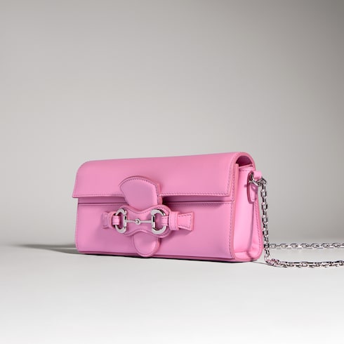 Wallet on chain with Horsebit - bright pink leather