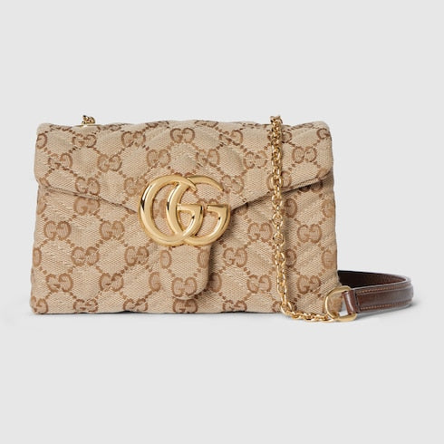 GG Marmont mini shoulder bag - sand and brown GG canvas