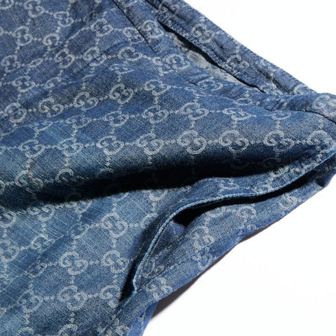 GG chambray cotton denim shorts - blue