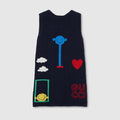 Children's cotton crochet dress - dark blue