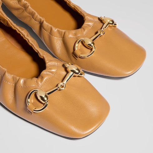 Women's Prima ballet flat - medium brown leather
