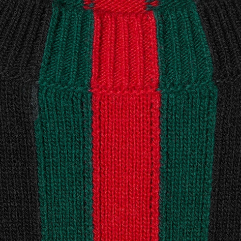 Fine knit wool sweater with Web - black