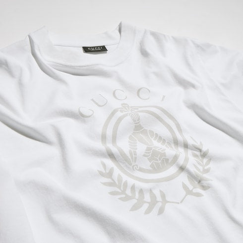 Cotton jersey T-shirt with print - white