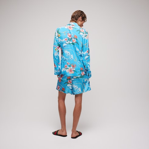 Printed fluid fabric shirt - multicolor