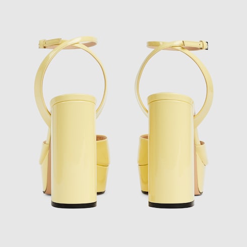Women's Horsebit platform sandal - yellow patent leather