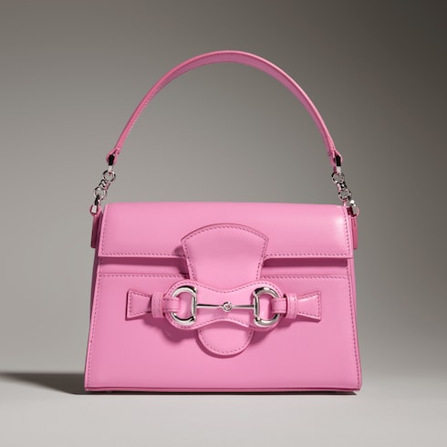 Horsebit Duomo small top handle bag - bright pink leather