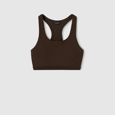 GG jersey jacquard top - brown