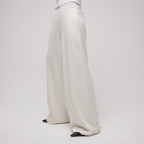 Cotton silk jersey leisure pants - white