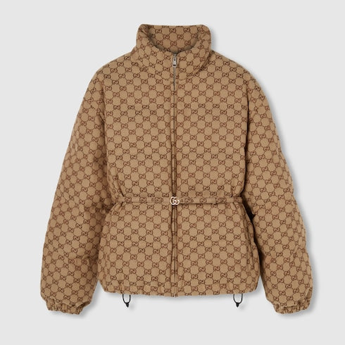 GG canvas bomber jacket - camel and ebony