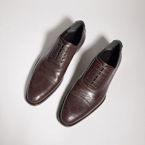 Men's lace-up shoe - dark brown leather