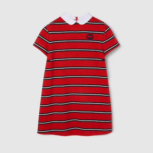 Children's striped dress - red and multicolor