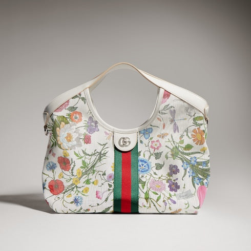 Gucci Giglio small tote bag - white and multicolor net