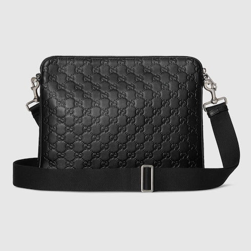 GG Emblem medium crossbody bag - black GG leather