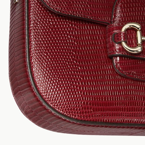 Gucci Horsebit 1955 lizard mini bag - Rosso Ancora red