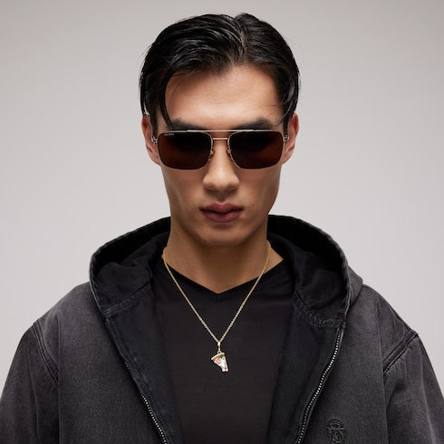Specialized-fit navigator sunglasses - gold-toned