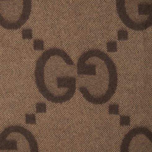Reversible jumbo GG cashmere cape - beige and dark brown