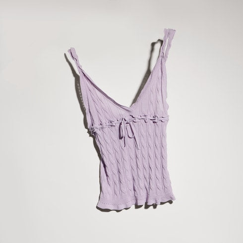 Braided cotton blend top - lilac