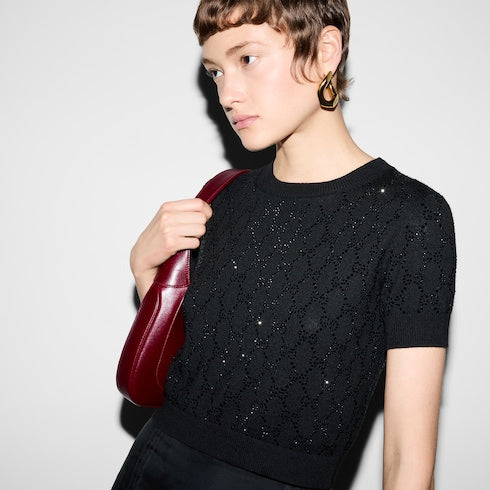 Fine wool GG crystal top - black