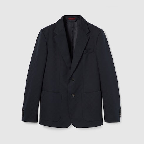 GG cotton gabardine jacquard jacket - dark blue
