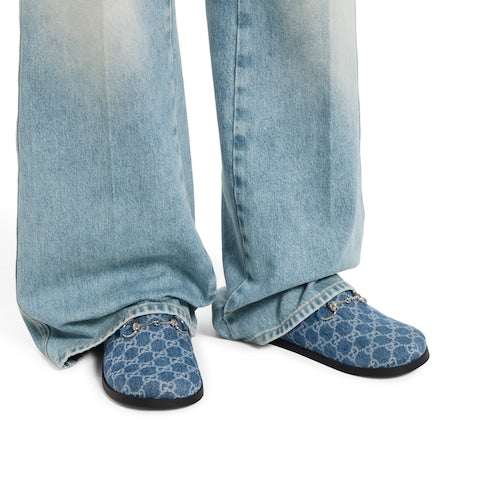 Women's mule with Horsebit - blue GG denim