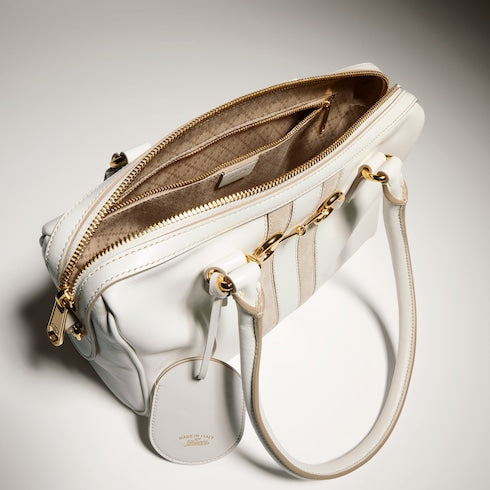 Borsetto medium boston bag - white leather