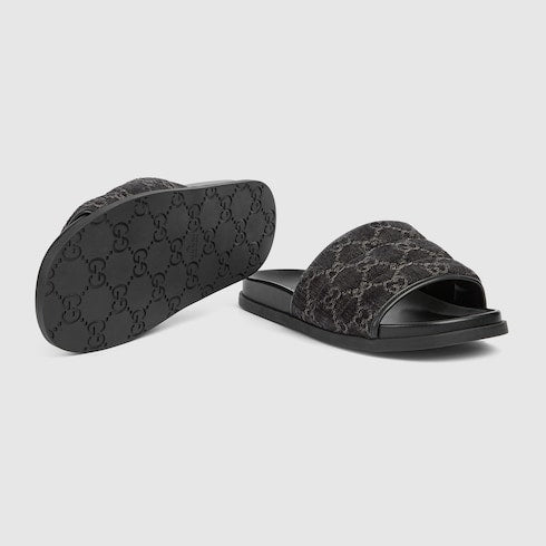 Men's slide sandal - black GG denim