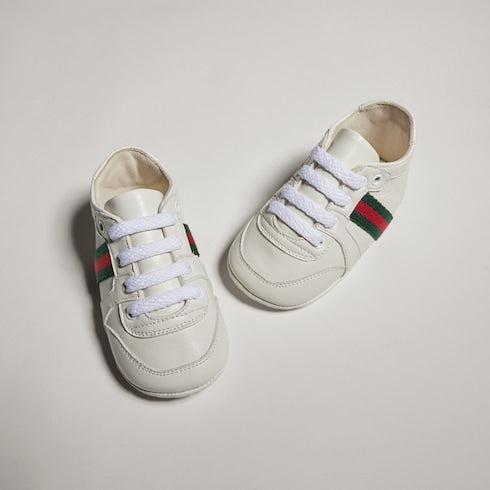 Baby Stretch low top sneaker - white leather