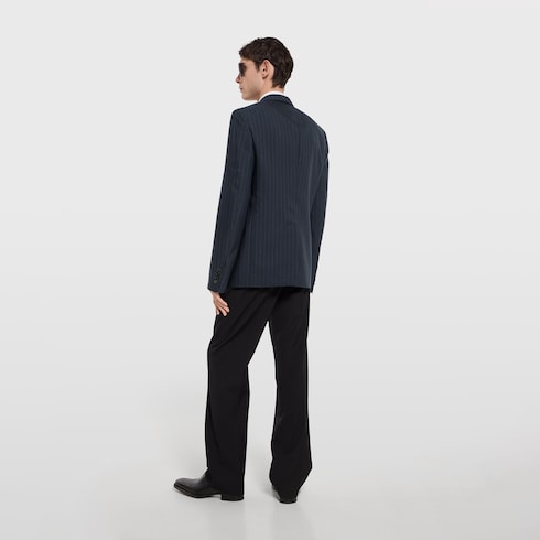 Gucci pinstripe wool jacket - dark blue and grey