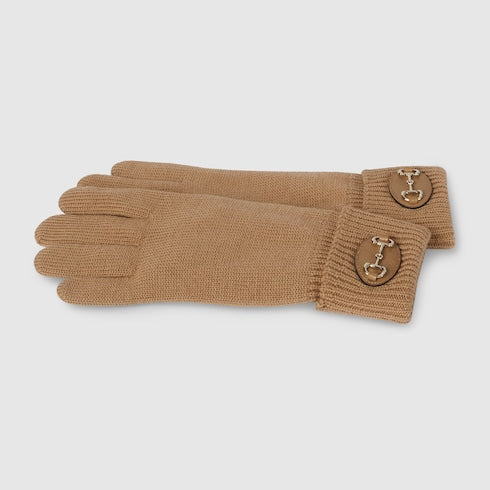 Wool gloves with Horsebit - beige