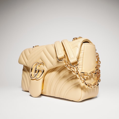 GG Marmont medium shoulder bag - light yellow leather