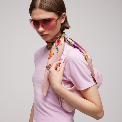 Printed silk twill diamond scarf - multicolor