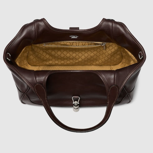 Mercato small tote bag - dark brown leather