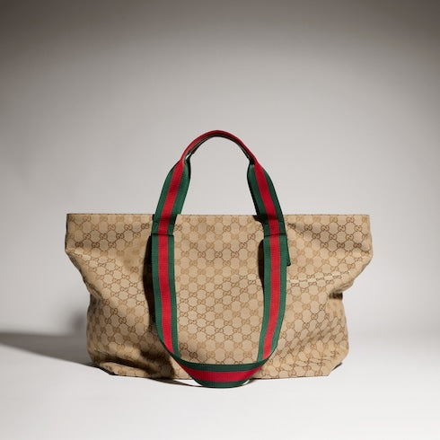 GG medium tote bag - sand and brown GG canvas