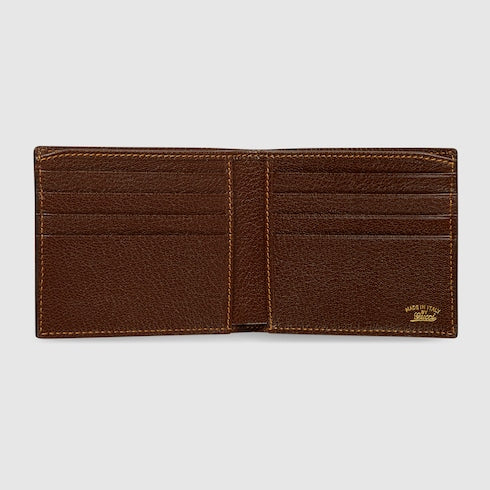 Bi-fold wallet with Web - sand and brown GG canvas