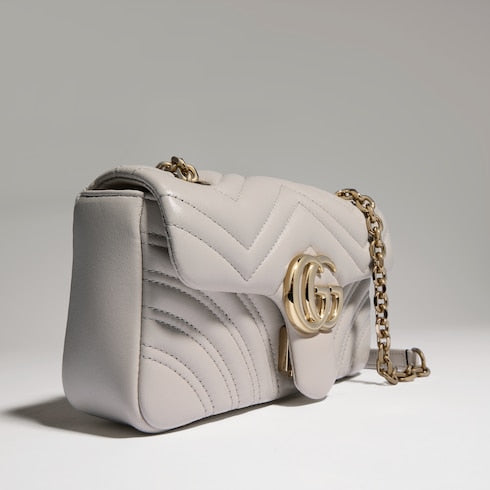 GG Marmont small shoulder bag - light grey leather