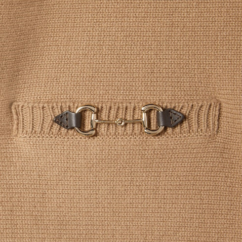 Wool cashmere top with Horsebit - camel