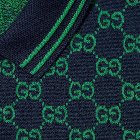 Children's GG cotton polo shirt - navy and green