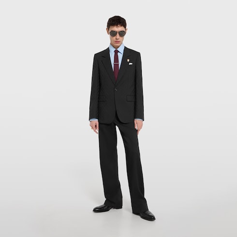 Single-breasted GG wool jacket - black