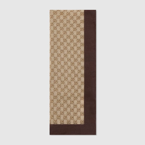Printed silk chiffon stole - brown and light brown